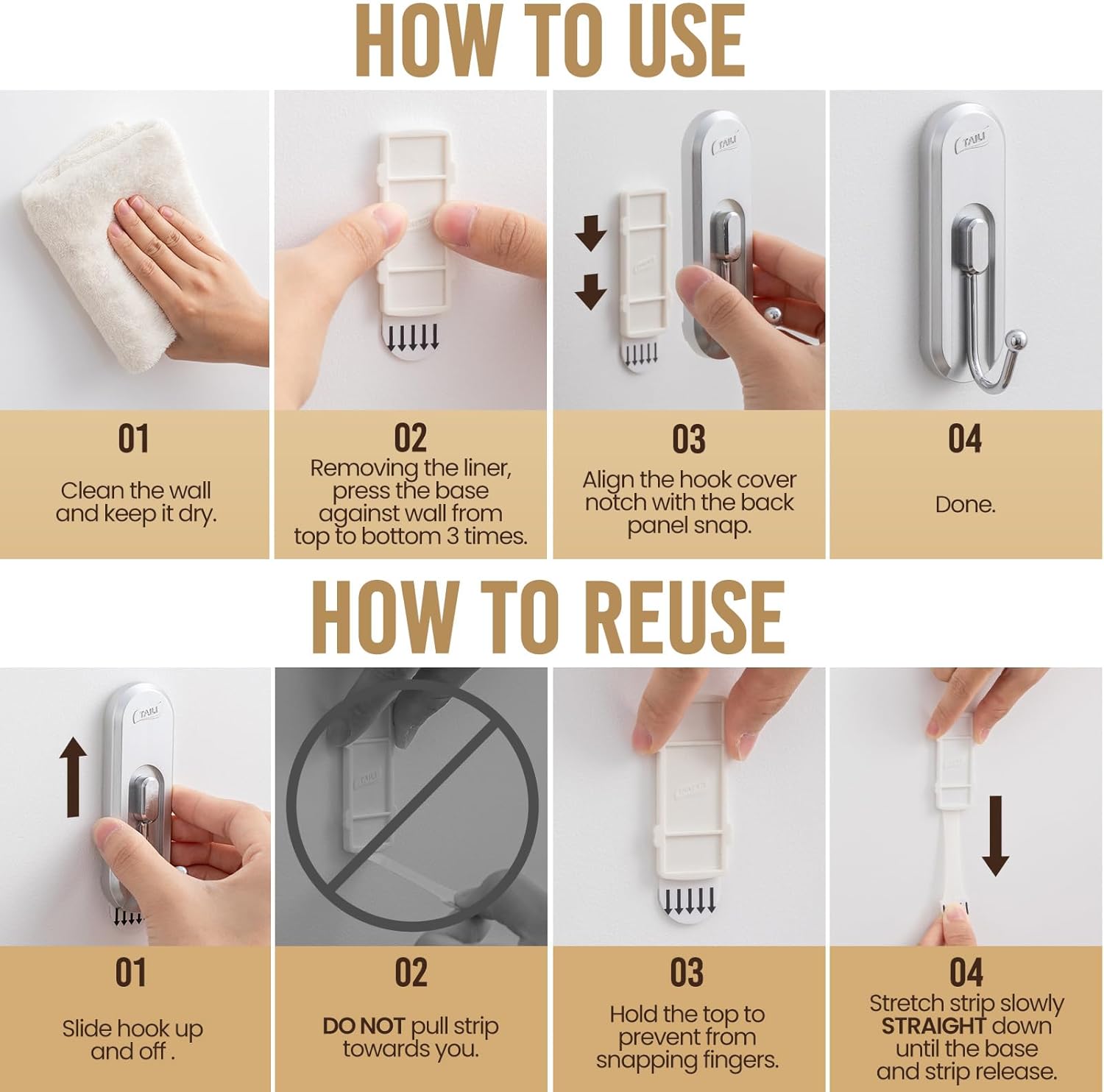 TAILI Easy-Metal Adhesive Coat Hooks