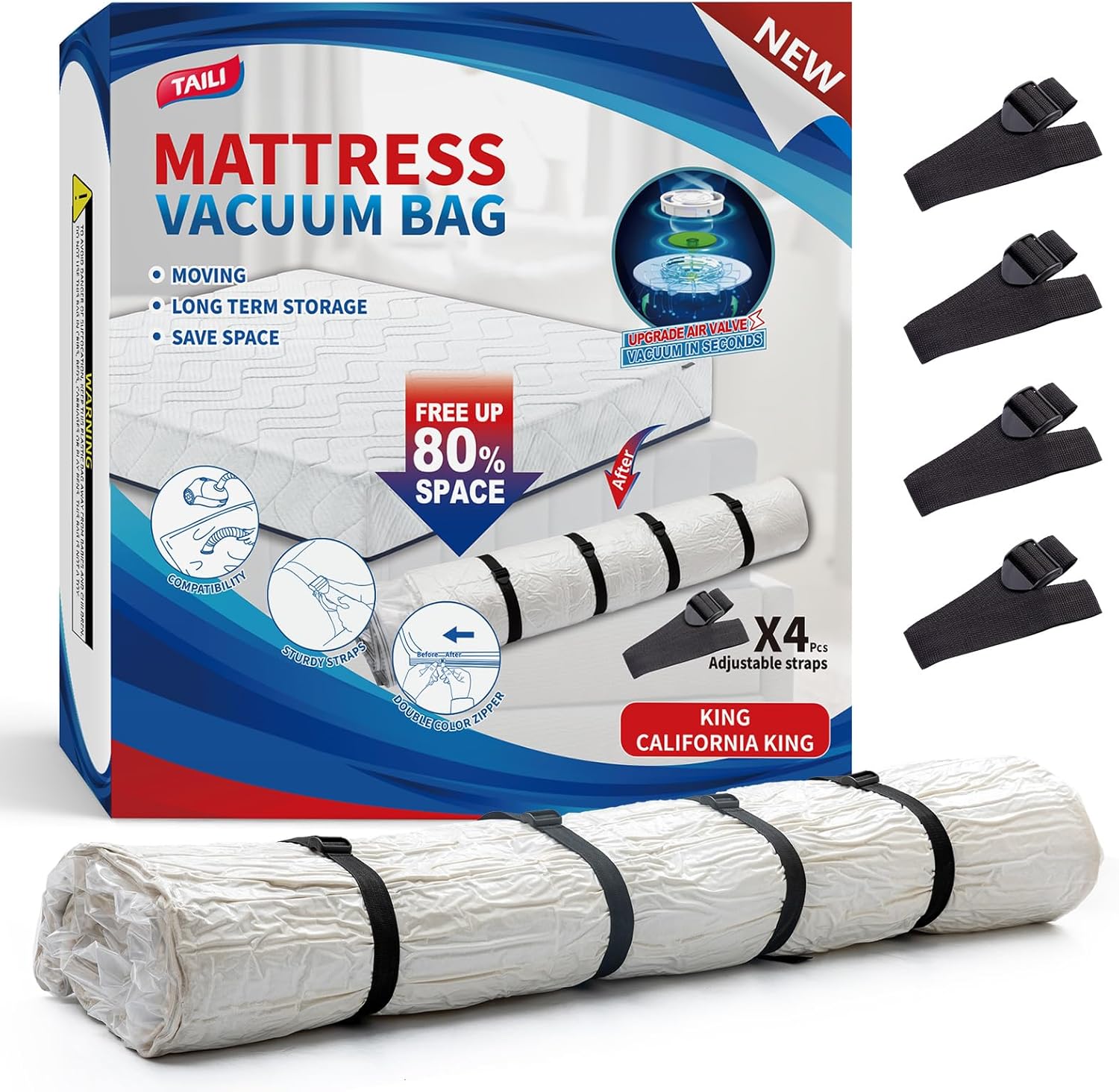 TAILI Mattress Vacuum Storage Bag with Straps