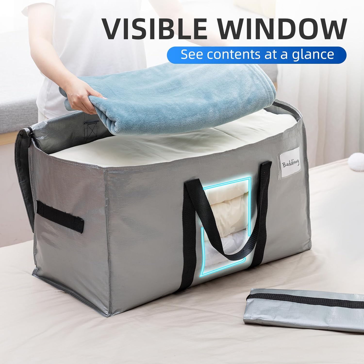 TAILI Silver Extra Large Moving Bags with Window