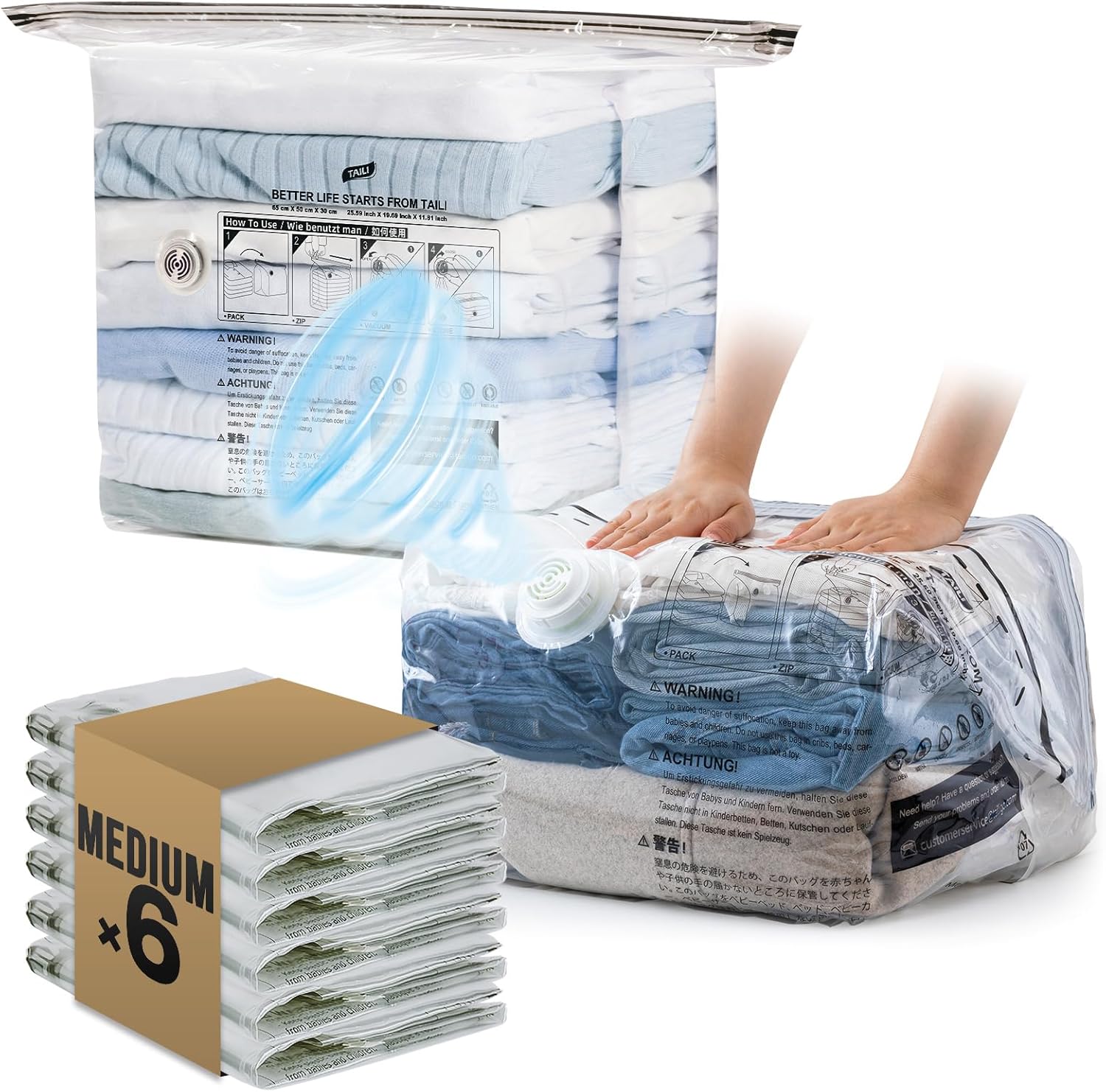 TAILI Clean Medium Cube Vacuum Storage Bags