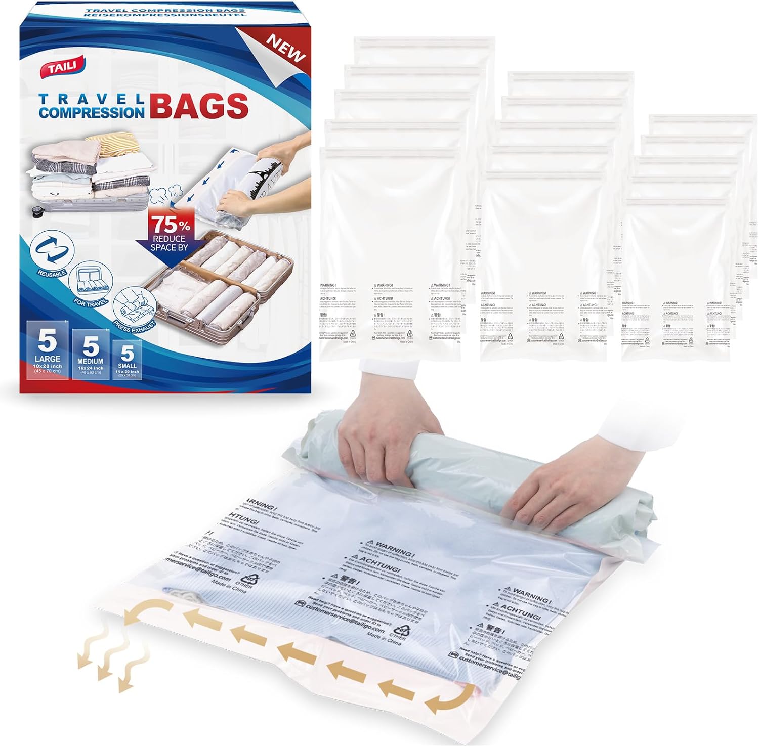 TAILI Cream Travel Compression Bags