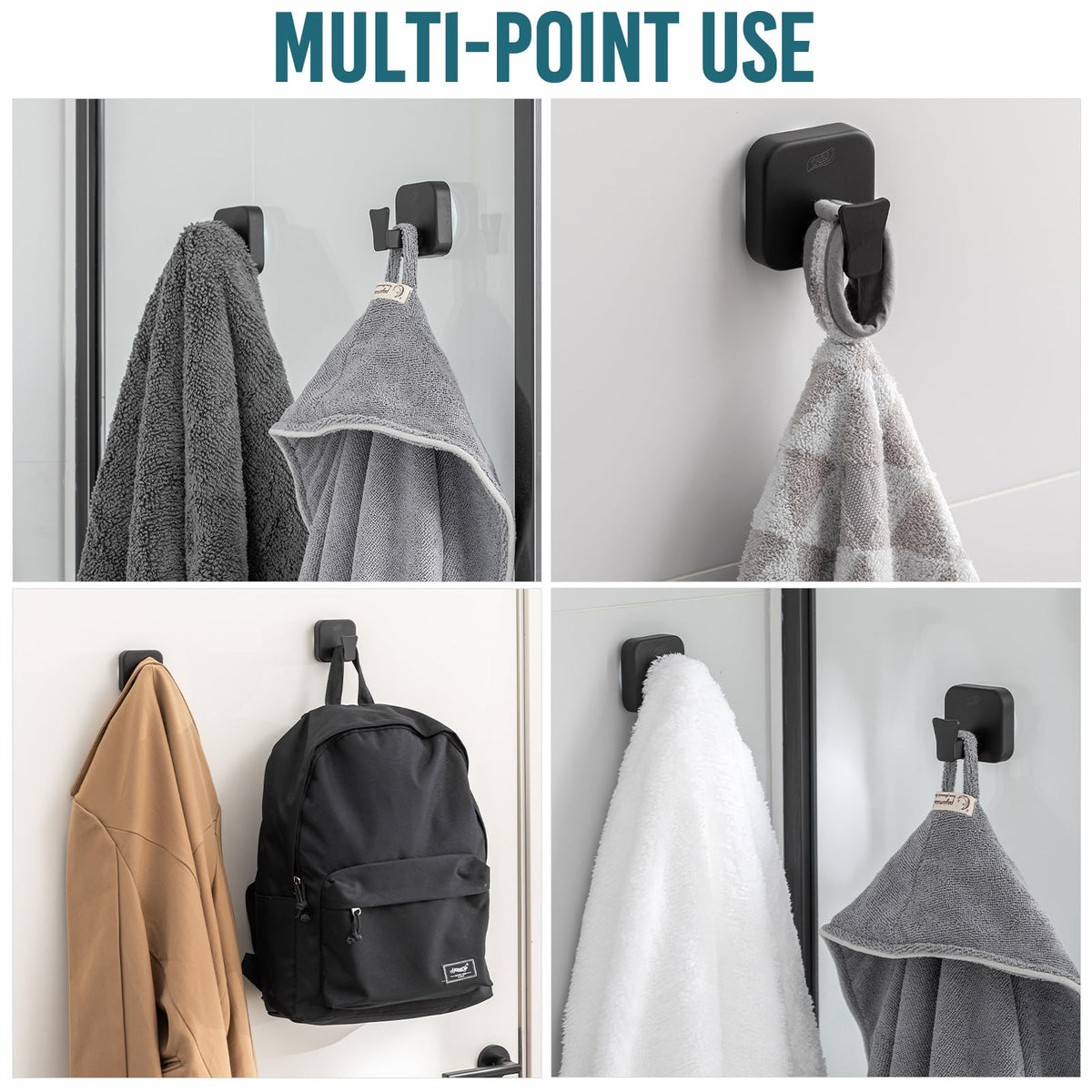 TAILI Shower Hooks Suction Cup, Towel Hooks for Bathrooms, Stainless Steel
