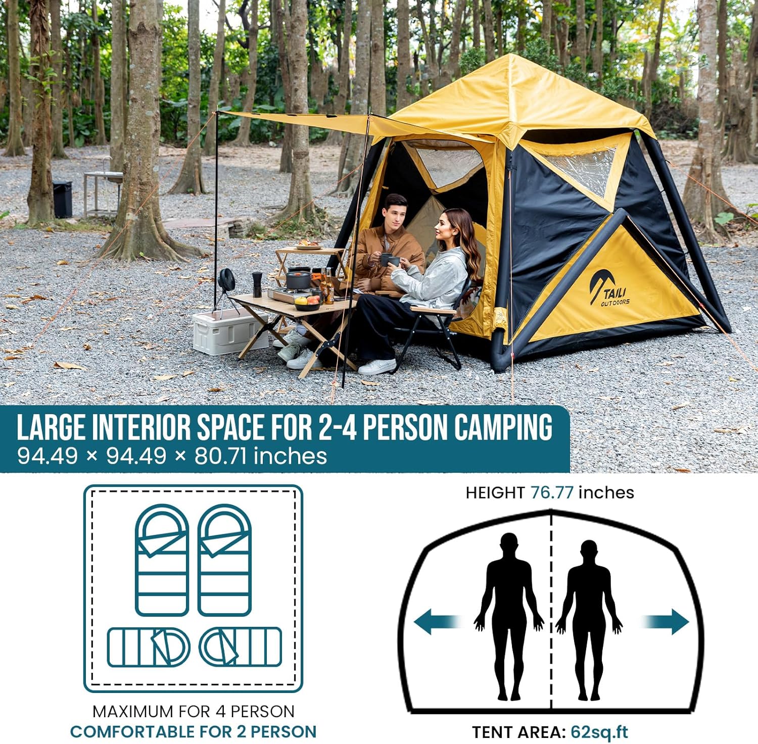 TAILI Yellow External Air Column Inflatable Tent