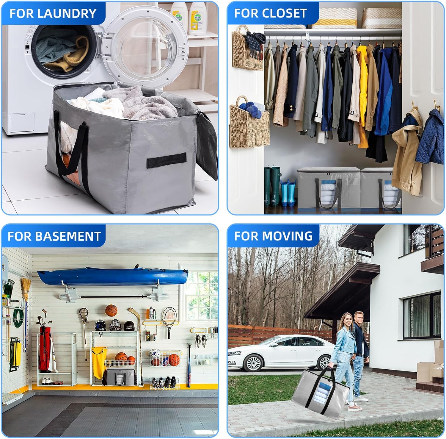 TAILI Silver Extra Large Moving Bags with Window