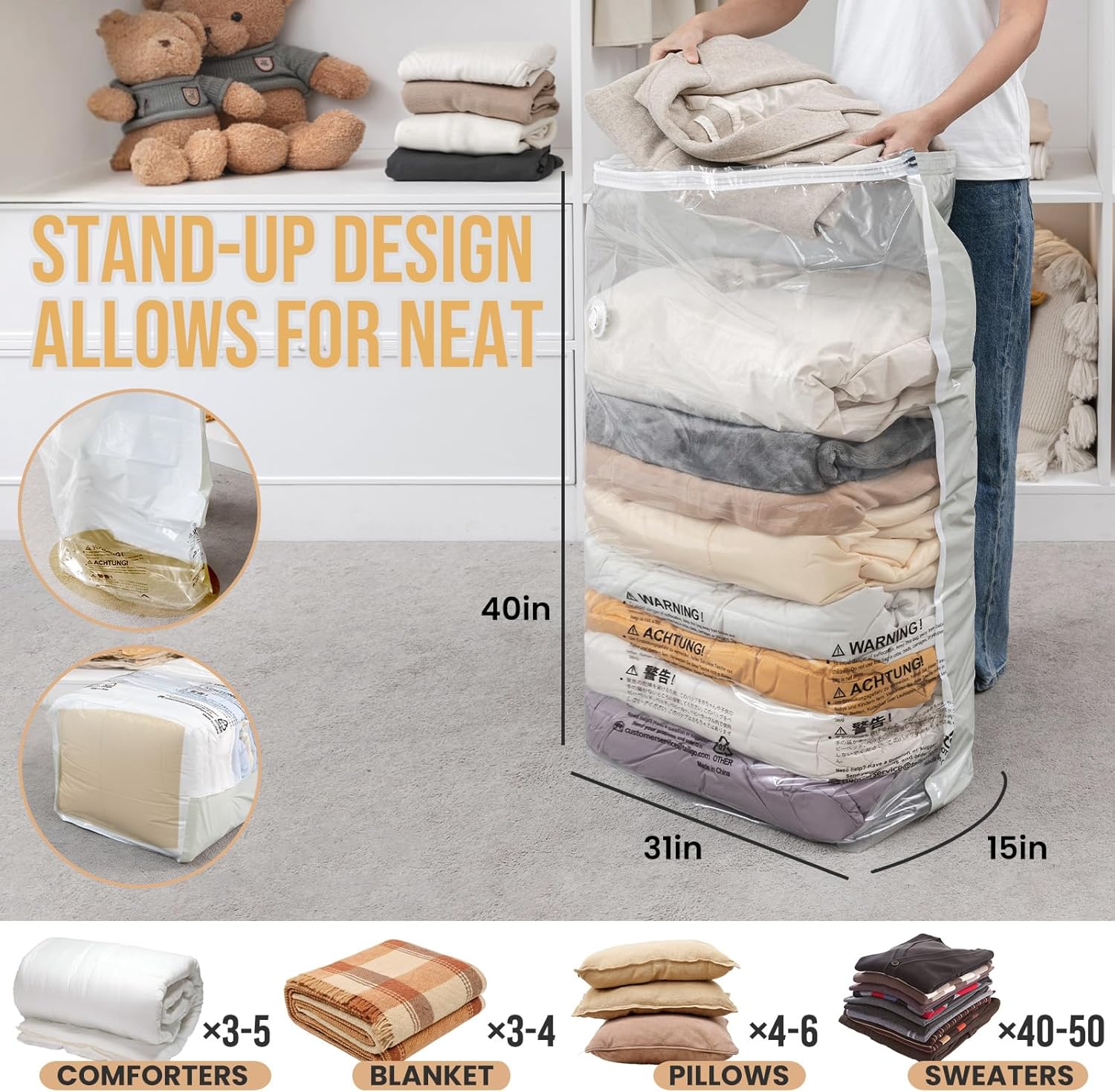 TAILI Cream Cube Vacuum Storage Bags