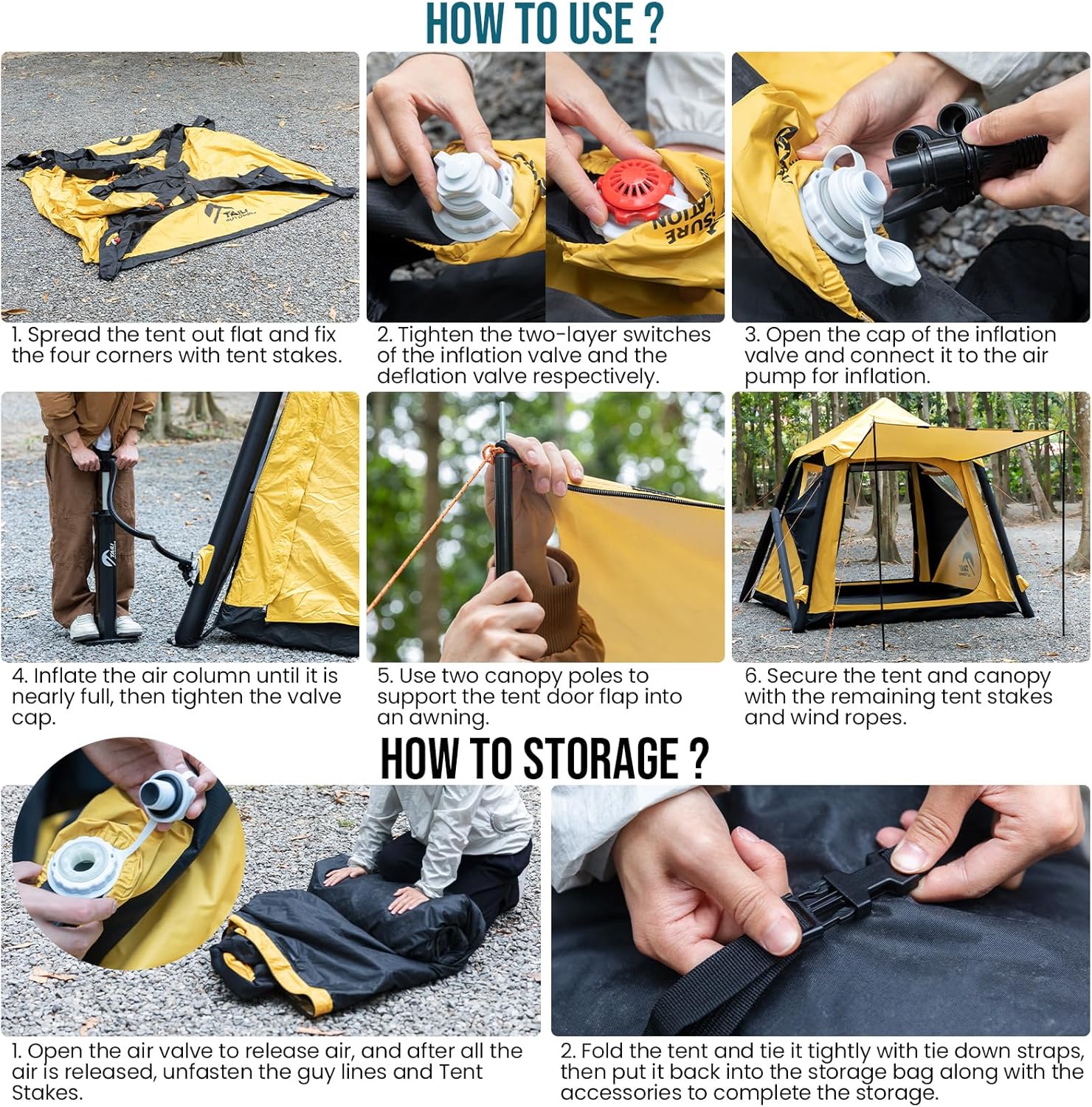 TAILI Yellow External Air Column Inflatable Tent