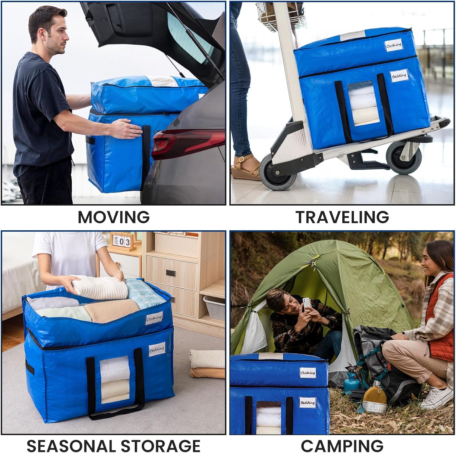 TAILI Storage Tote Series 2 Tier Moving Bags, Extra Large