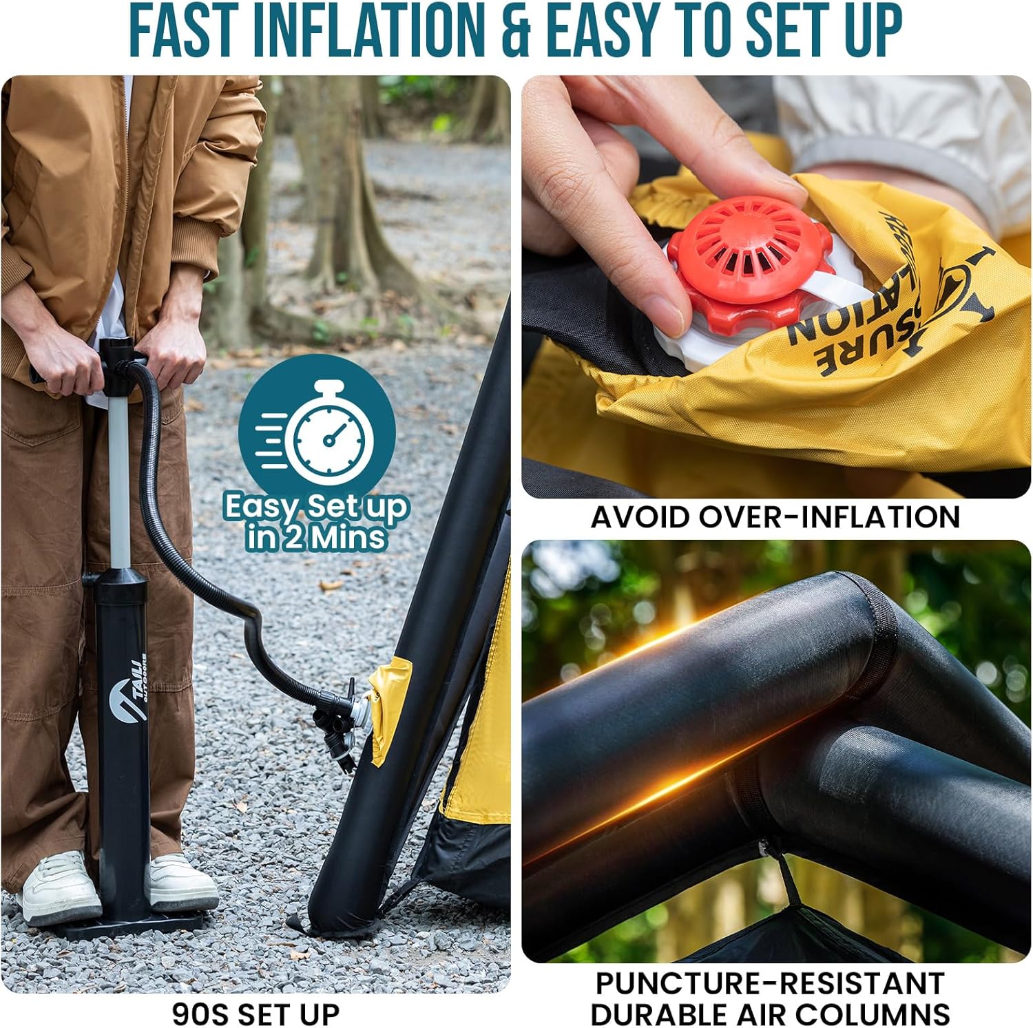 TAILI Yellow External Air Column Inflatable Tent