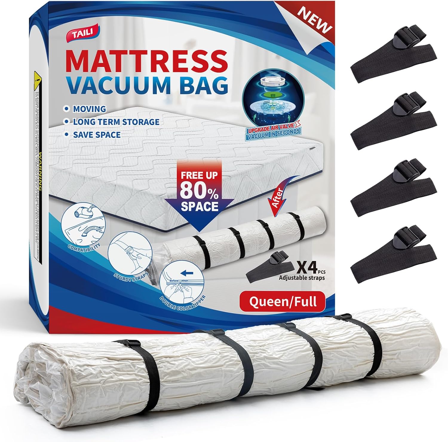 TAILI Mattress Vacuum Storage Bag with Straps