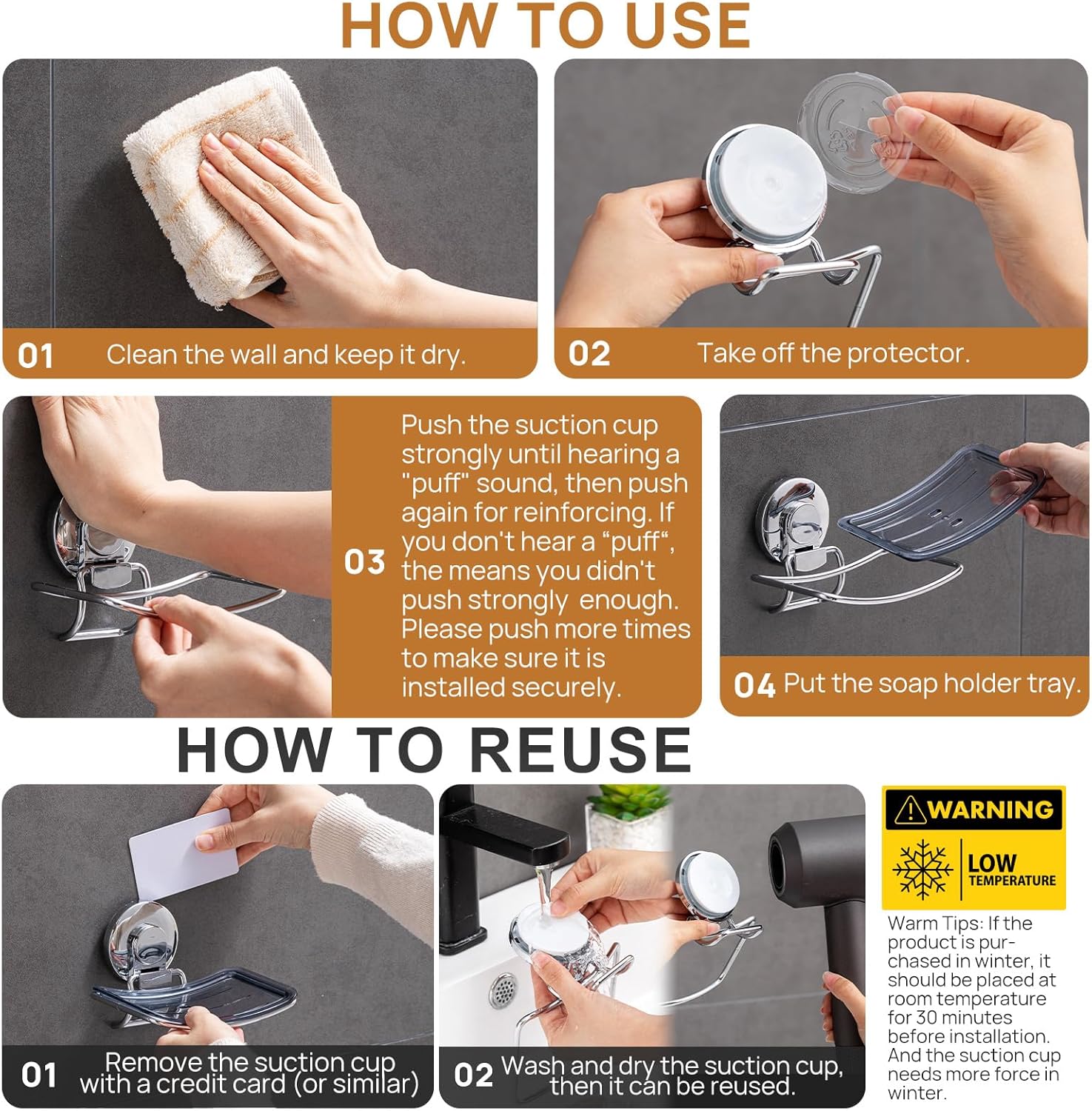 TAILI Chrome Suction Cup Soap Dish Holder | Strong-Adhesion, Waterproof, Rustproof, Removable, Drill-Free