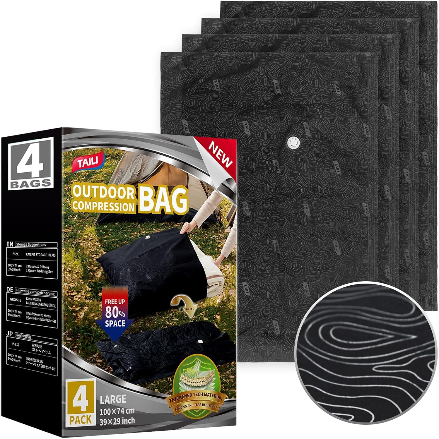TAILI Black Outdoor Vacuum Storage Bags