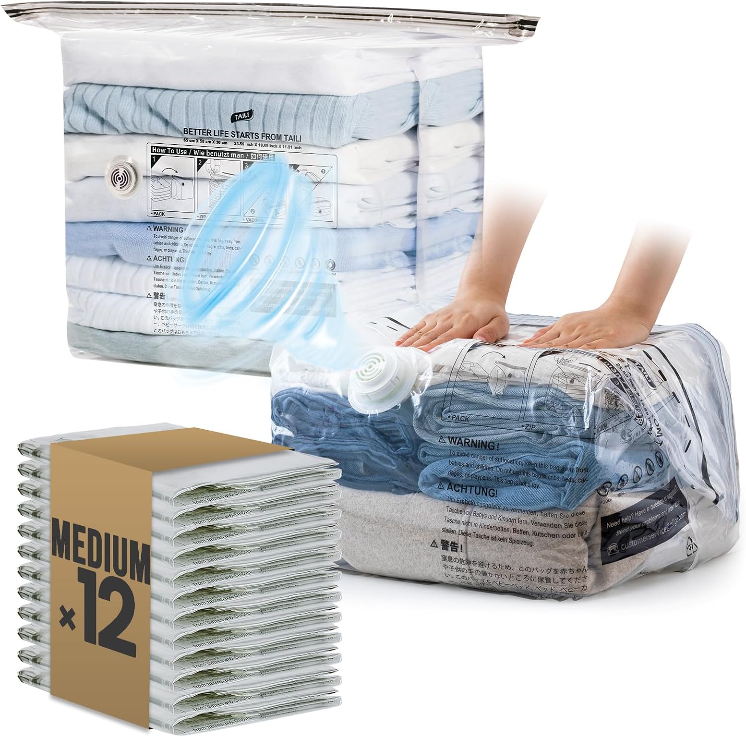 TAILI Clean Medium Cube Vacuum Storage Bags