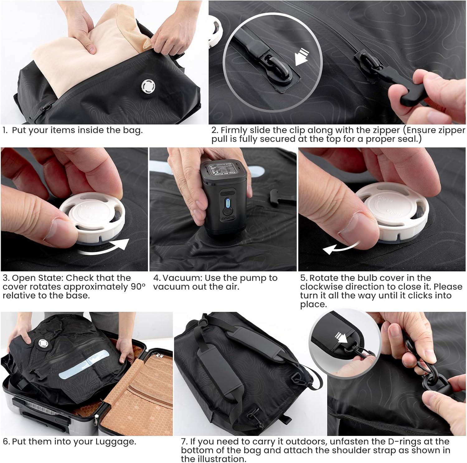 TAILI Travel Vacuum Compression Bags with Wireless Pump