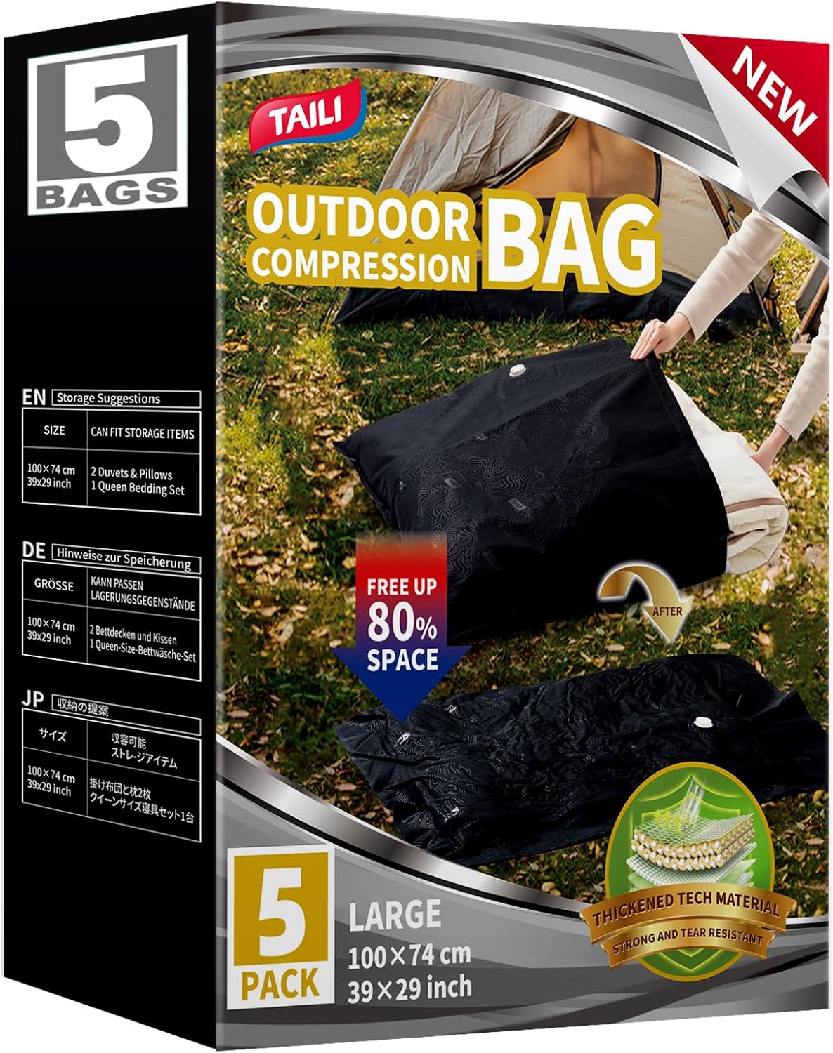 TAILI Black Outdoor Vacuum Storage Bags