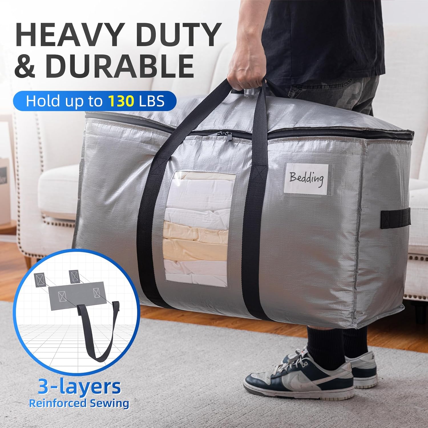 TAILI Silver Extra Large Moving Bags with Window