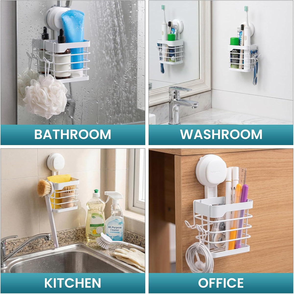 TAILI Upgraded Suction Cup Toothbrush Holder with Razor Hook Large Capacity Inverted Trapezoid Caddy
