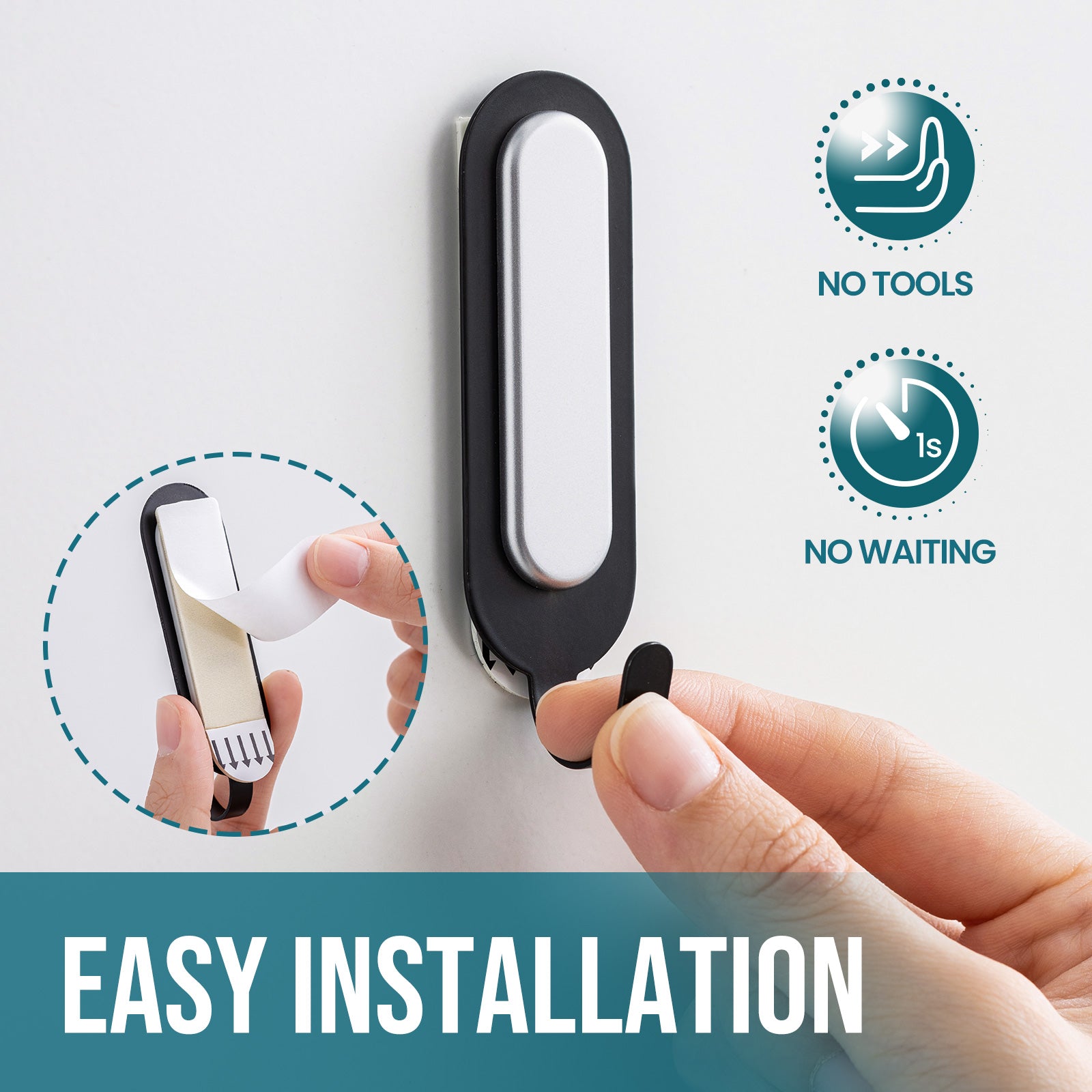 TAILI Wall Friendly Hooks, Classic Metal Damage-Free Hanging Hooks with Adhesive Strips, Heavy Duty Adhesive Hooks for Home Storages and Hanging Decorations, 4 Hooks and 6 Strips Included