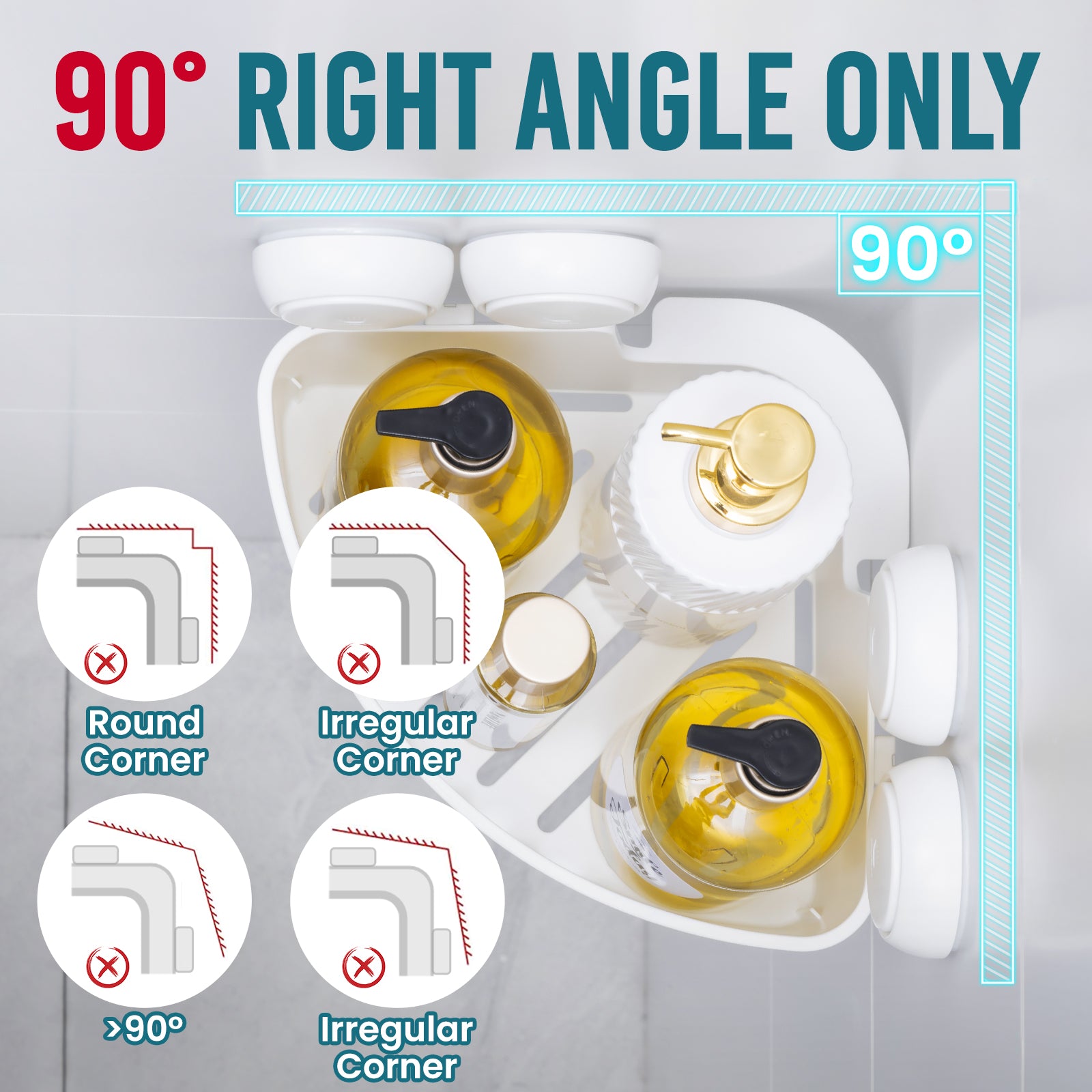TAILI NICE Series Suction Corner Shower Caddy – Drill-Free Wall Organizer