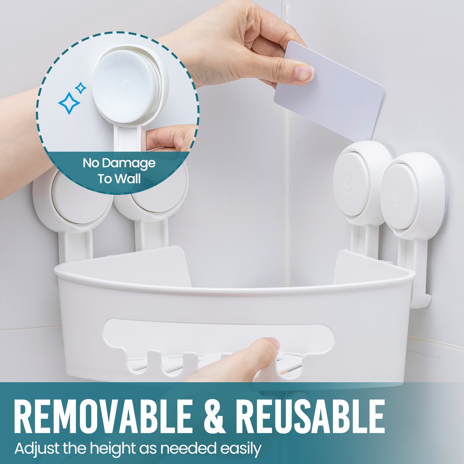 TAILI NICE Series Suction Corner Shower Caddy – Drill-Free Wall Organizer