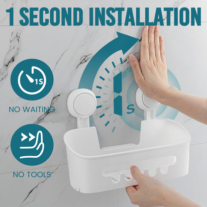 TAILI Shower Caddy Suction Cup 2 Pack, Heavy Duty Bathroom Shower Organizer, Removable Shelves for Inside Shower, Shampoo, Wall Mounted Plastic Storage for Bathroom Accessories, White