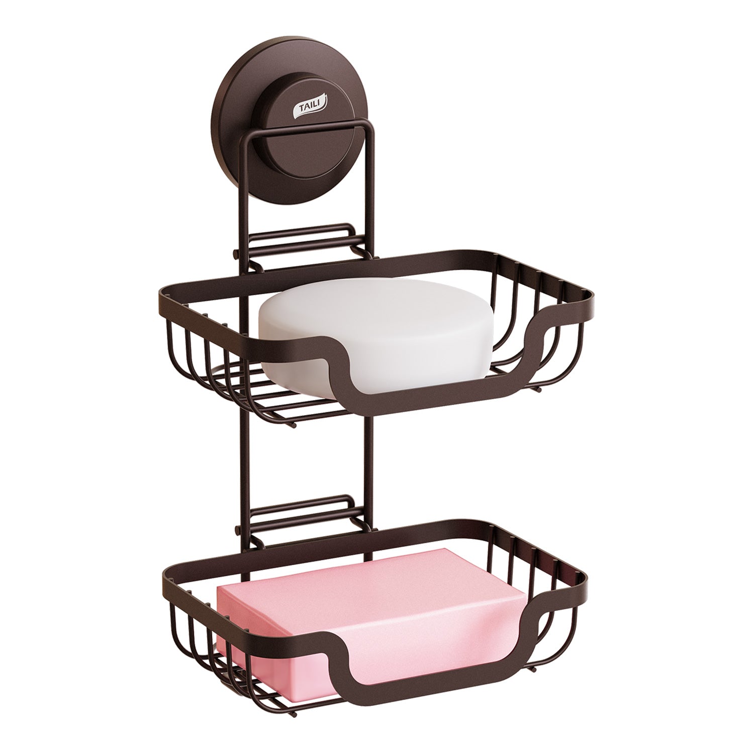 TAILI TRACE Series Suction Soap Dish – Double-Layer Stainless Steel Design
