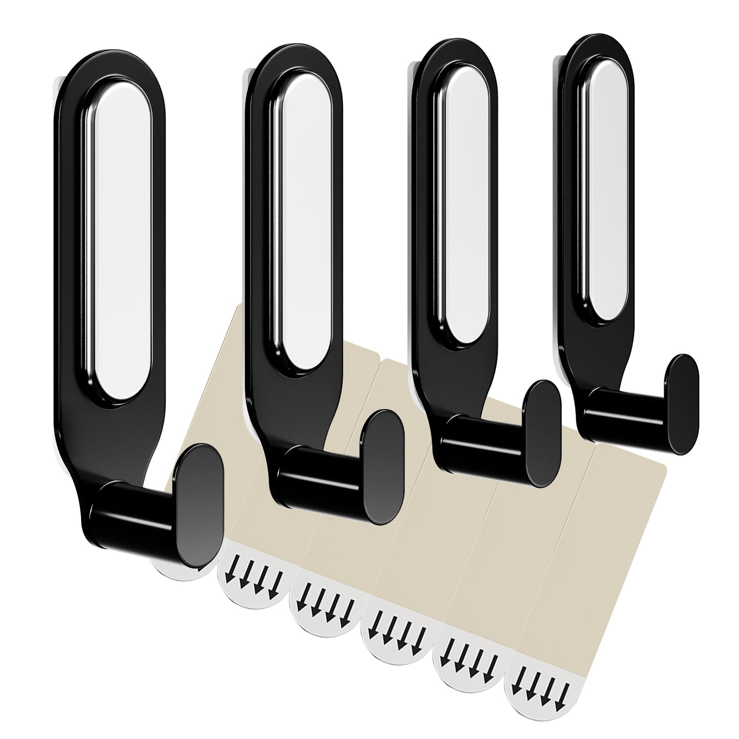 TAILI Wall Friendly Hooks, Classic Metal Damage-Free Hanging Hooks with Adhesive Strips, Heavy Duty Adhesive Hooks for Home Storages and Hanging Decorations, 4 Hooks and 6 Strips Included