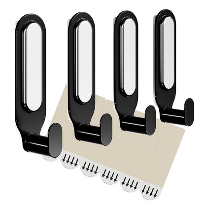 TAILI Wall Friendly Hooks, Classic Metal Damage-Free Hanging Hooks with Adhesive Strips, Heavy Duty Adhesive Hooks for Home Storages and Hanging Decorations, 4 Hooks and 6 Strips Included