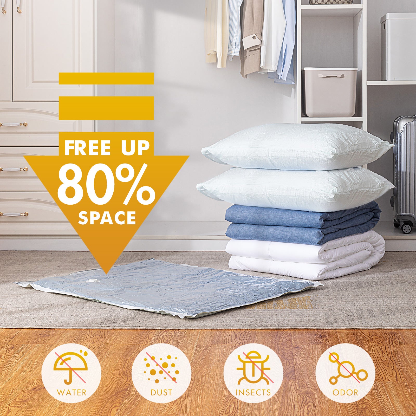 TAILI 4 Pack Vacuum Storage Bags, Jumbo Space Saver Bags (40x31 inch), Storage Bags Vacuum Sealed for Clothes, Beddings, Comforters, Saving More Closet Space