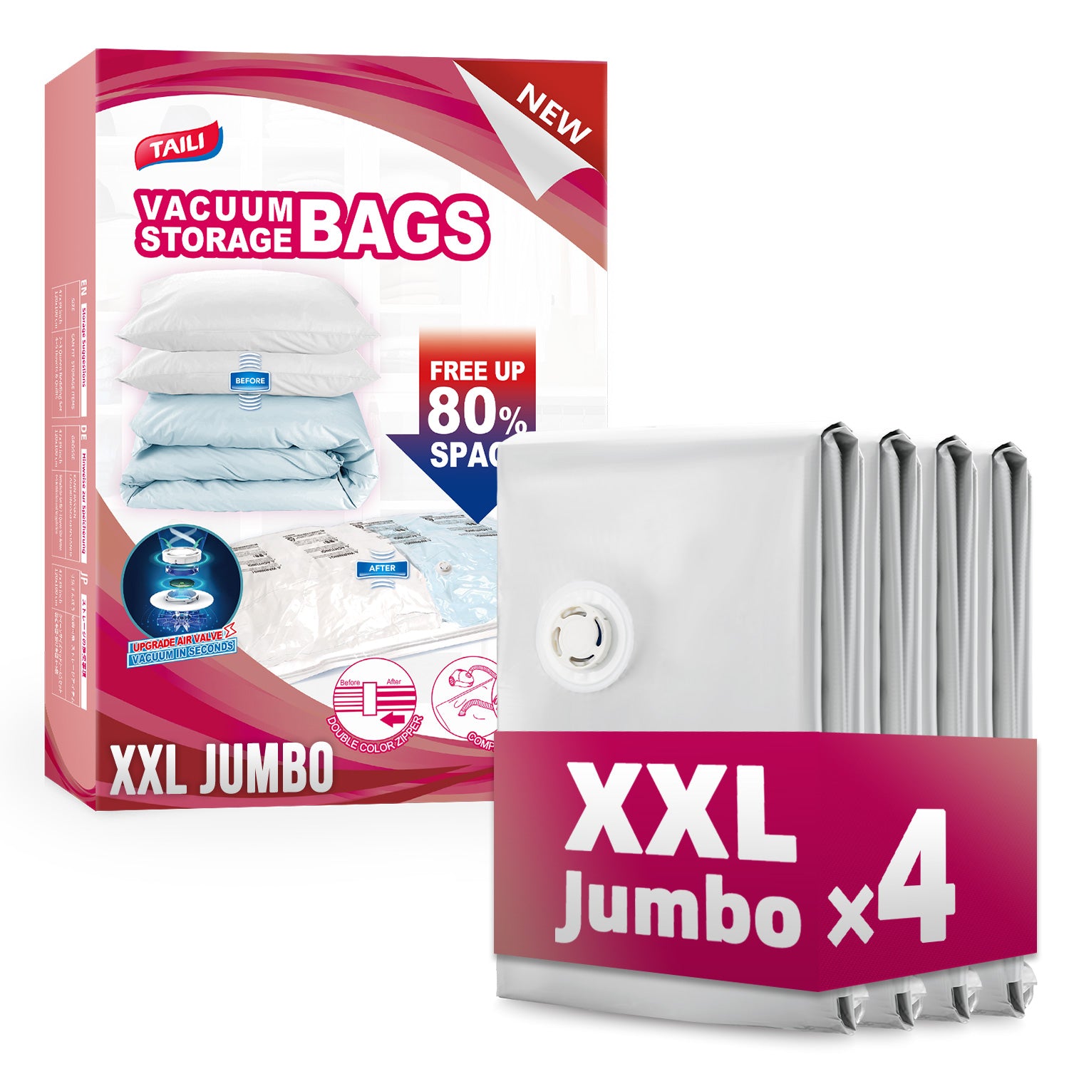 TAILI  XXL Flat Cream Vacuum Storage Bags