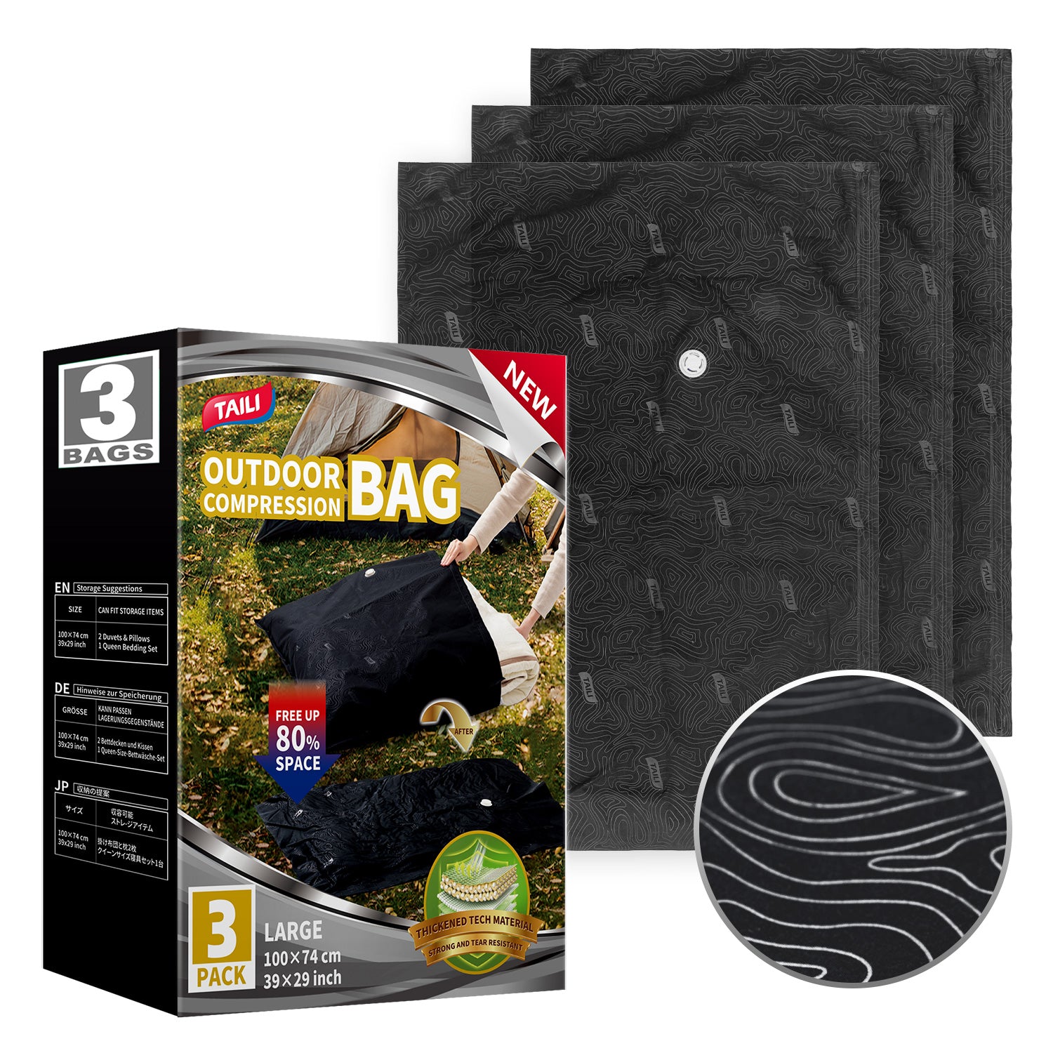 TAILI Black Outdoor Vacuum Storage Bags