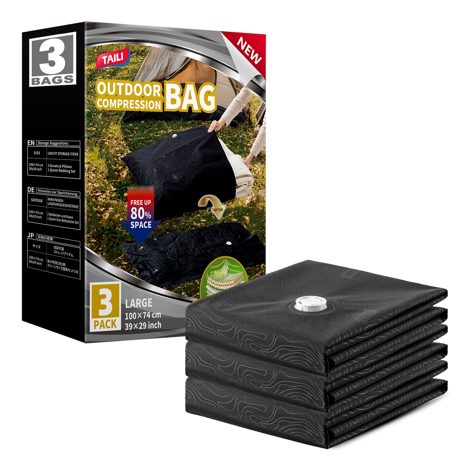 TAILI Black Outdoor Vacuum Storage Bags