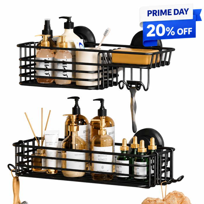 TAILI Line Series Suction Shower Caddy – No-Drill Metal Bathroom Organizer