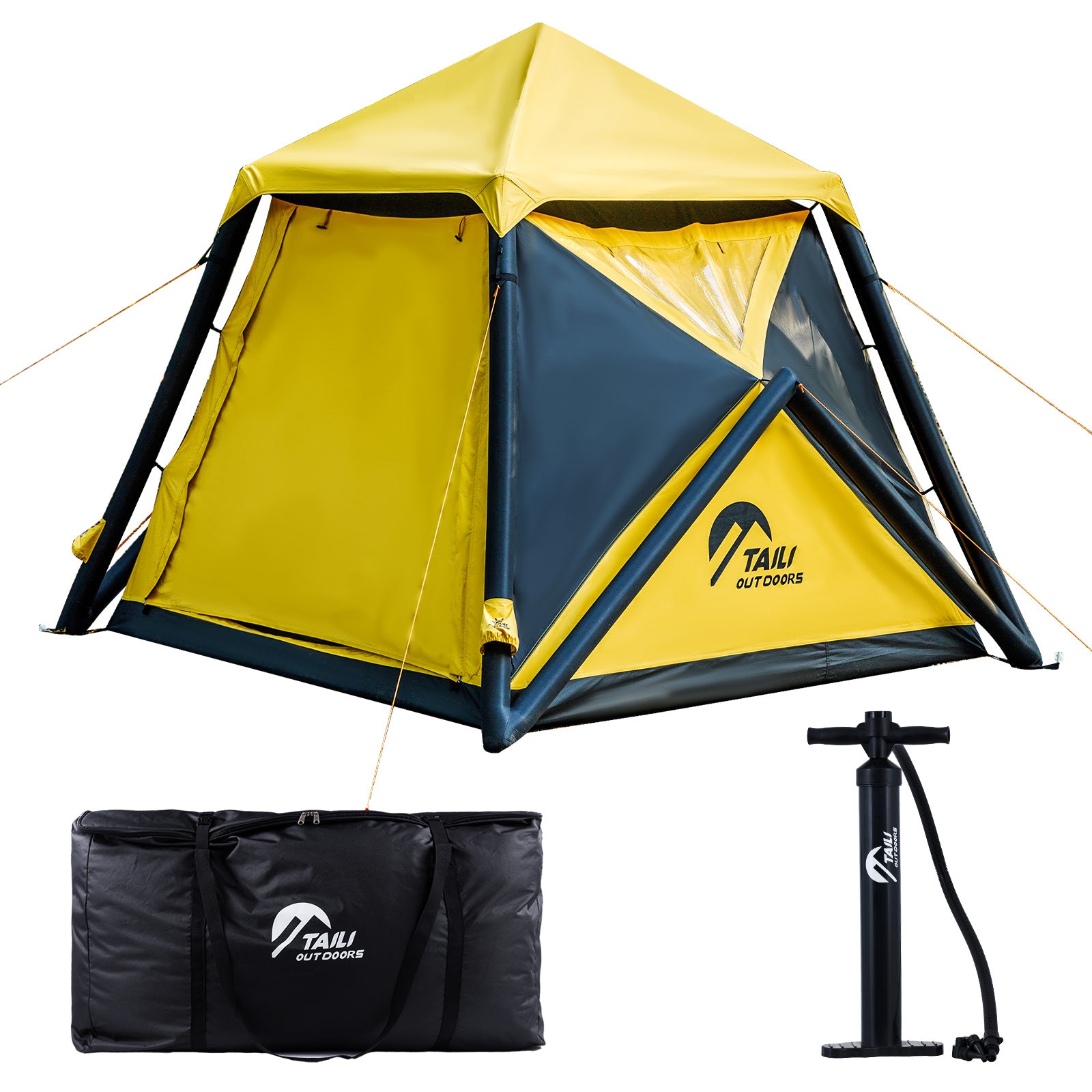TAILI Inflatable Blow Up Tent for Camping with Hand Pump for 2/4/6/8 Person, Easy Setup Outdoor Inflatable Oxford Waterproof Air Tent House for Family Camping Adult
