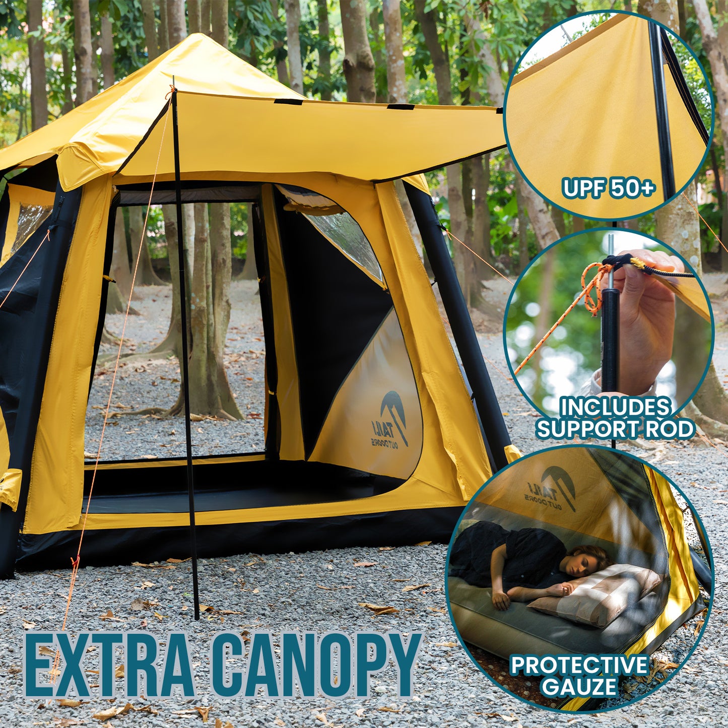 TAILI Inflatable Blow Up Tent for Camping with Hand Pump for 2/4/6/8 Person, Easy Setup Outdoor Inflatable Oxford Waterproof Air Tent House for Family Camping Adult
