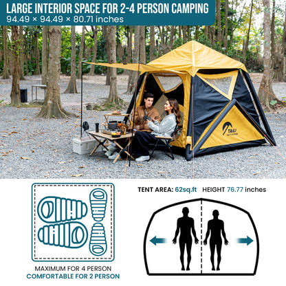TAILI Inflatable Blow Up Tent for Camping with Hand Pump for 2/4/6/8 Person, Easy Setup Outdoor Inflatable Oxford Waterproof Air Tent House for Family Camping Adult