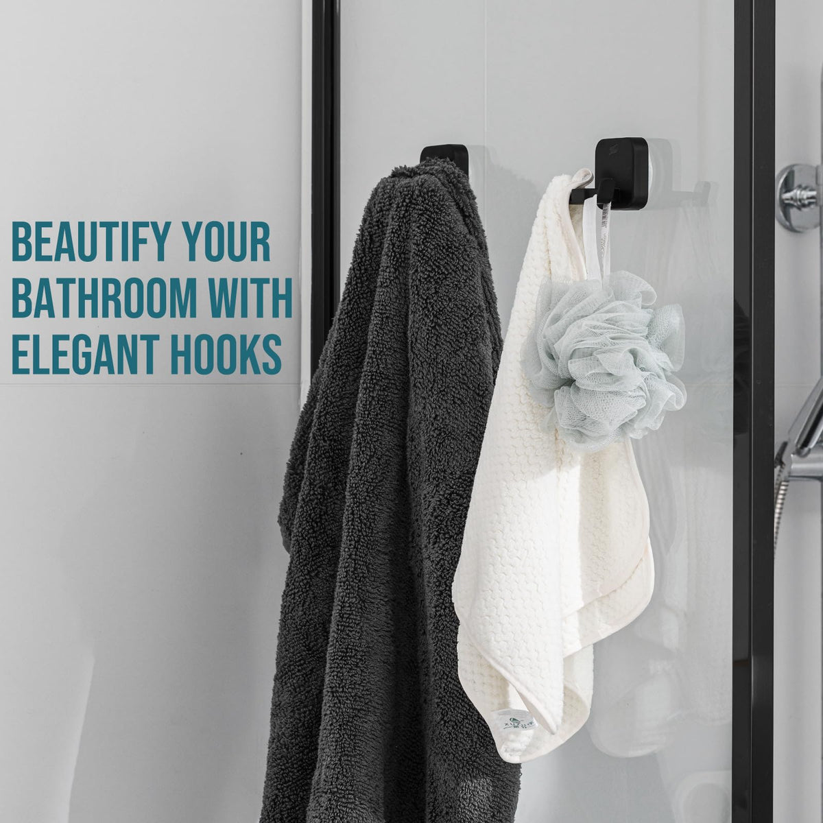 TAILI Shower Hooks Suction Cup, Towel Hooks for Bathrooms, Stainless Steel