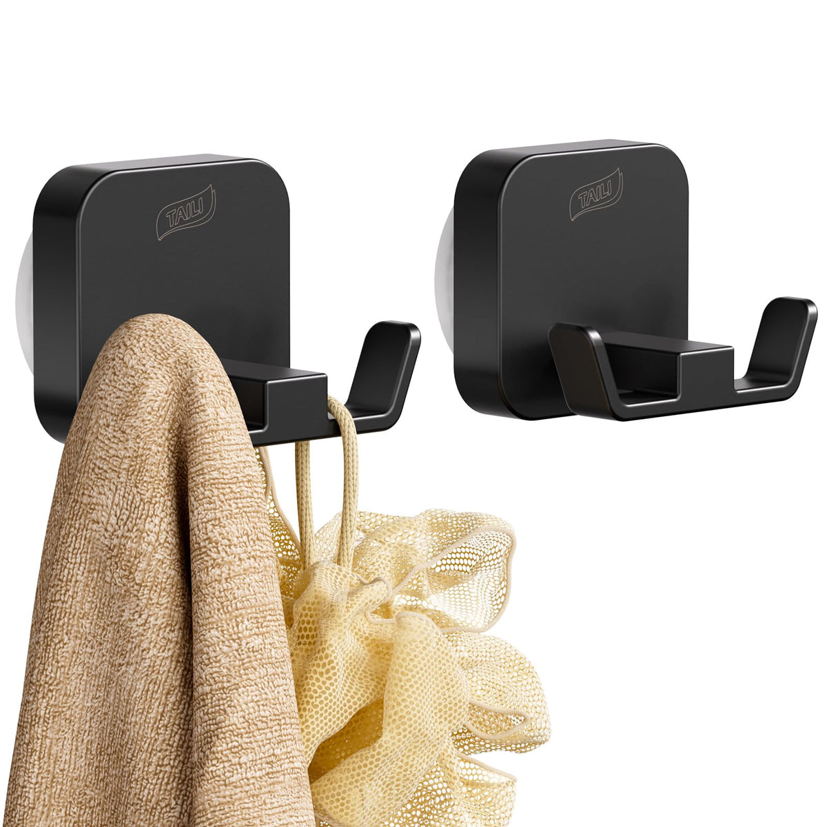TAILI Shower Hooks Suction Cup, Towel Hooks for Bathrooms, Stainless Steel