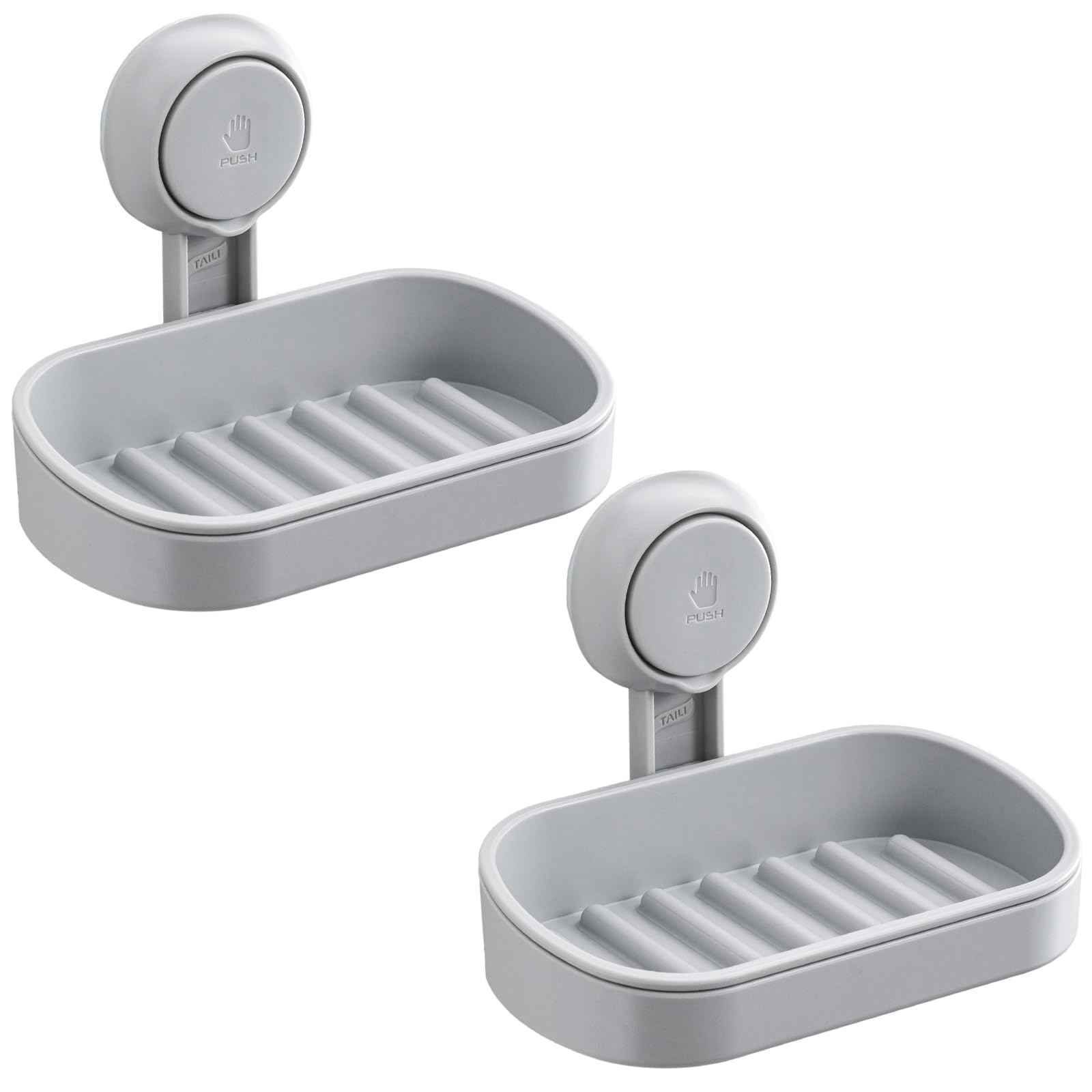 TAILI Soap Dish Bar Holder Suction Cup,SoapSaver with Powerful Vacuum Suction,Sponge Holder for Shower,Bathroom,Tub andKitchen Sink,Universal Shower Accessories,Drill-Free,Removable,2 Pack