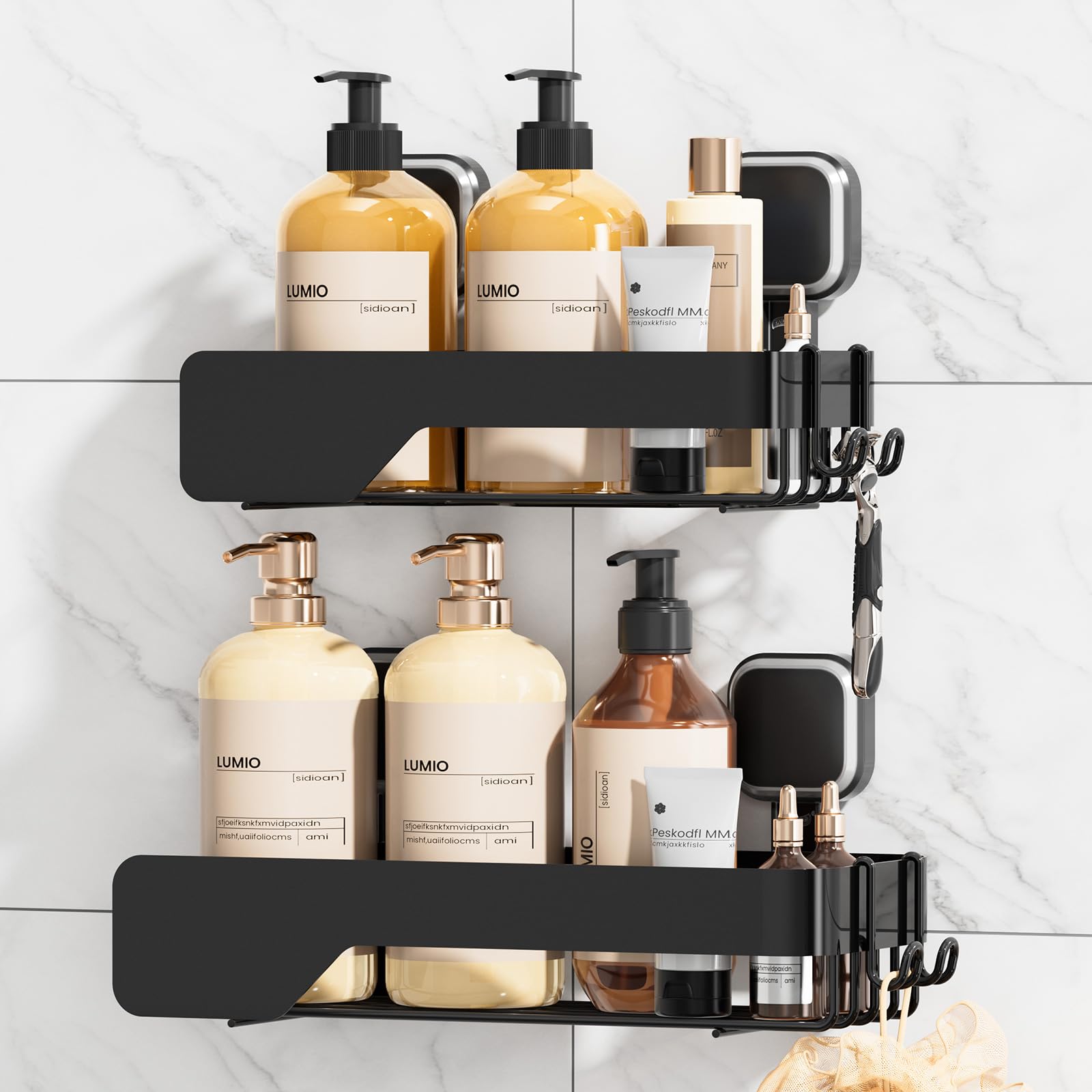 TAILI Shower Caddy Suction Cup 2 Pack, Heavy Duty Bathroom Basket, Bath Shelves for Inside, Stainless Steel Shower Holder Organizer for Bathroom Storage & Home Decor, No Drilling