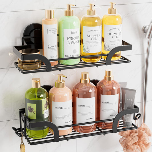 TAILI Shower Caddy Suction Cup 2 Pack, Heavy Duty Bathroom Basket, Bath Shelves for Inside, Stainless Steel Shower Holder Organizer for Bathroom Storage & Home Decor, No Drilling