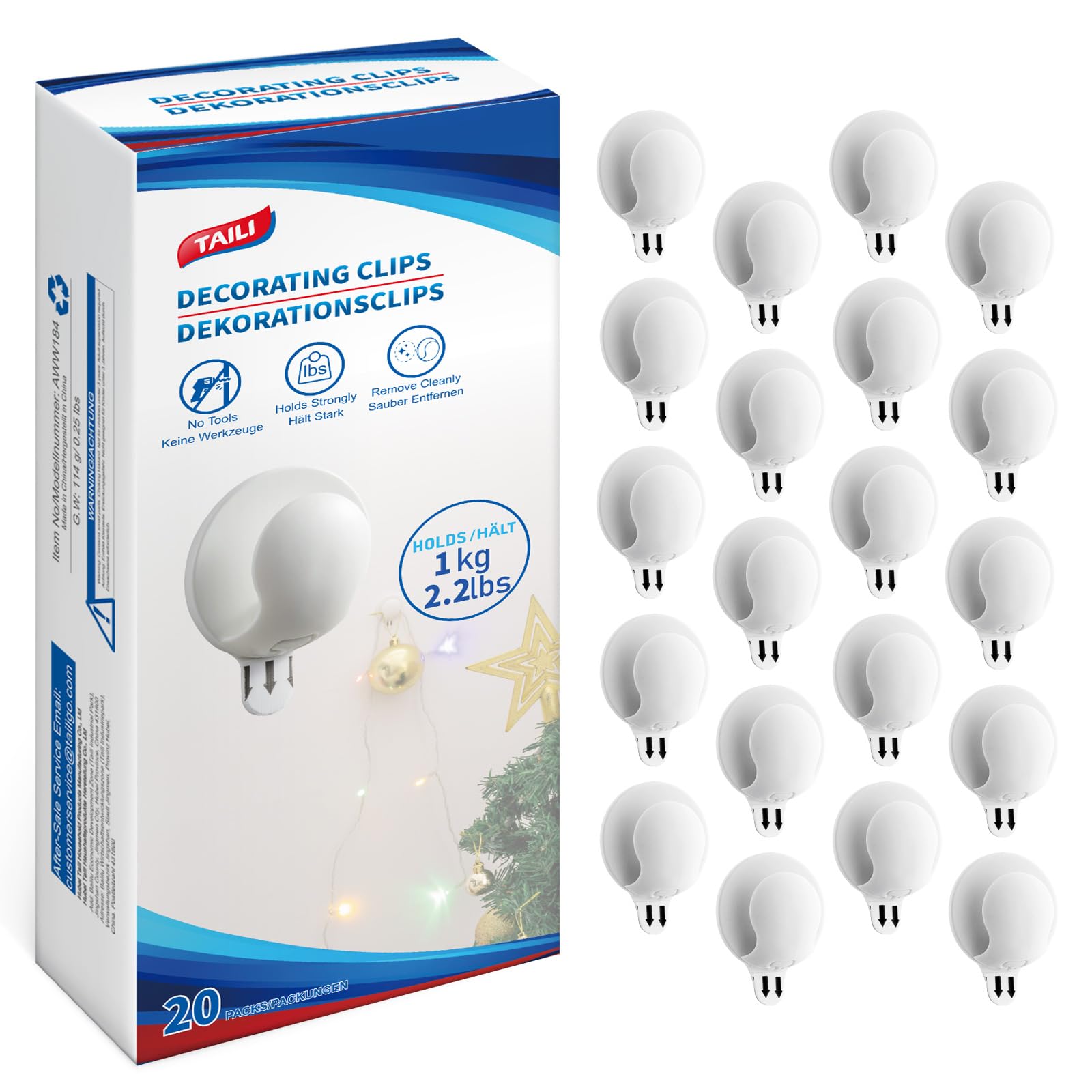 TAILI Christmas Light Clips 20 Pcs Indoor String Light Hooks