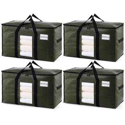 TAILI Extra Large Moving Bags,Black Heavy Duty Totes For Storage with Visible Window, Wrap Around Handles, Storage Bags for Space Saving, Alternative to Moving Boxes- Green