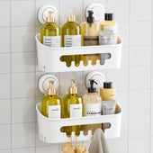 TAILI Shower Caddy Suction Cup 2 Pack, Heavy Duty Bathroom Organizer, Removable Shelves for Inside Shower, Shampoo, Waterproof Suction Plastic Storage for Bathroom Accessories Holder