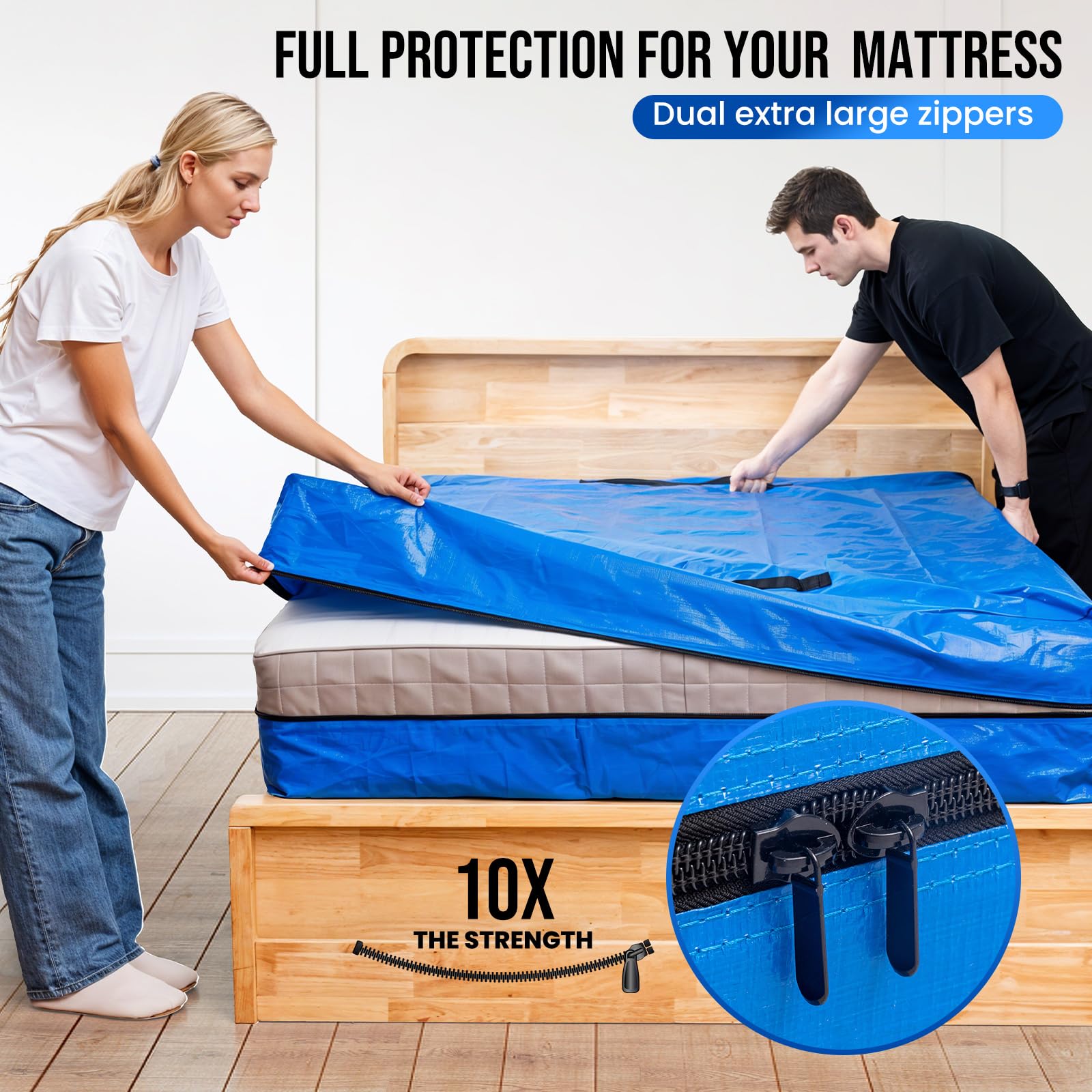 TAILI Mattress Bags for Moving and Storage, Heavy Duty Moving Supplies Mattress Cover with Reinforced Handles, Storage Cover Essentials Packing Protector