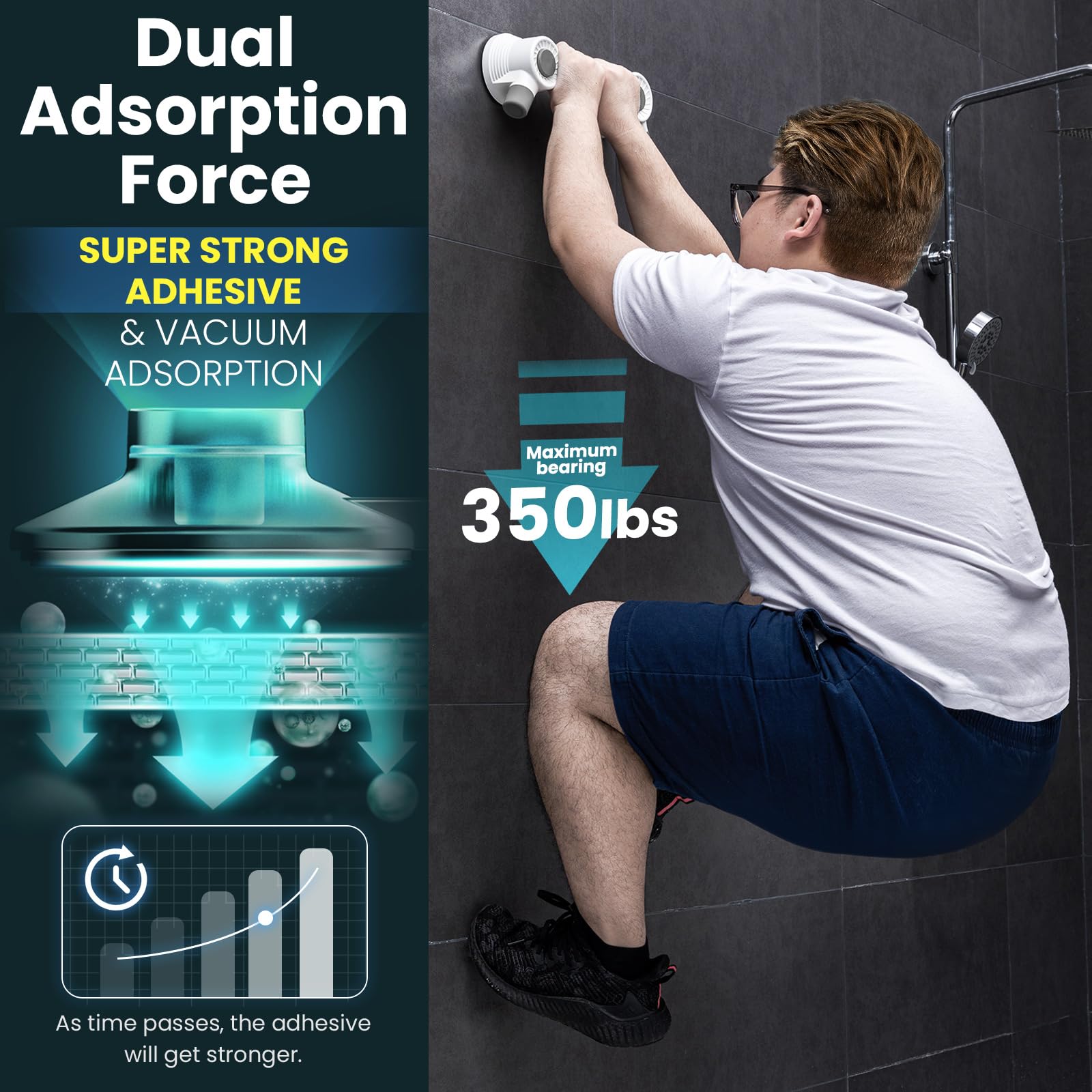 TAILI Space Series Adhesive Shower Grab Bar – Drill-Free Bathroom Safety Support