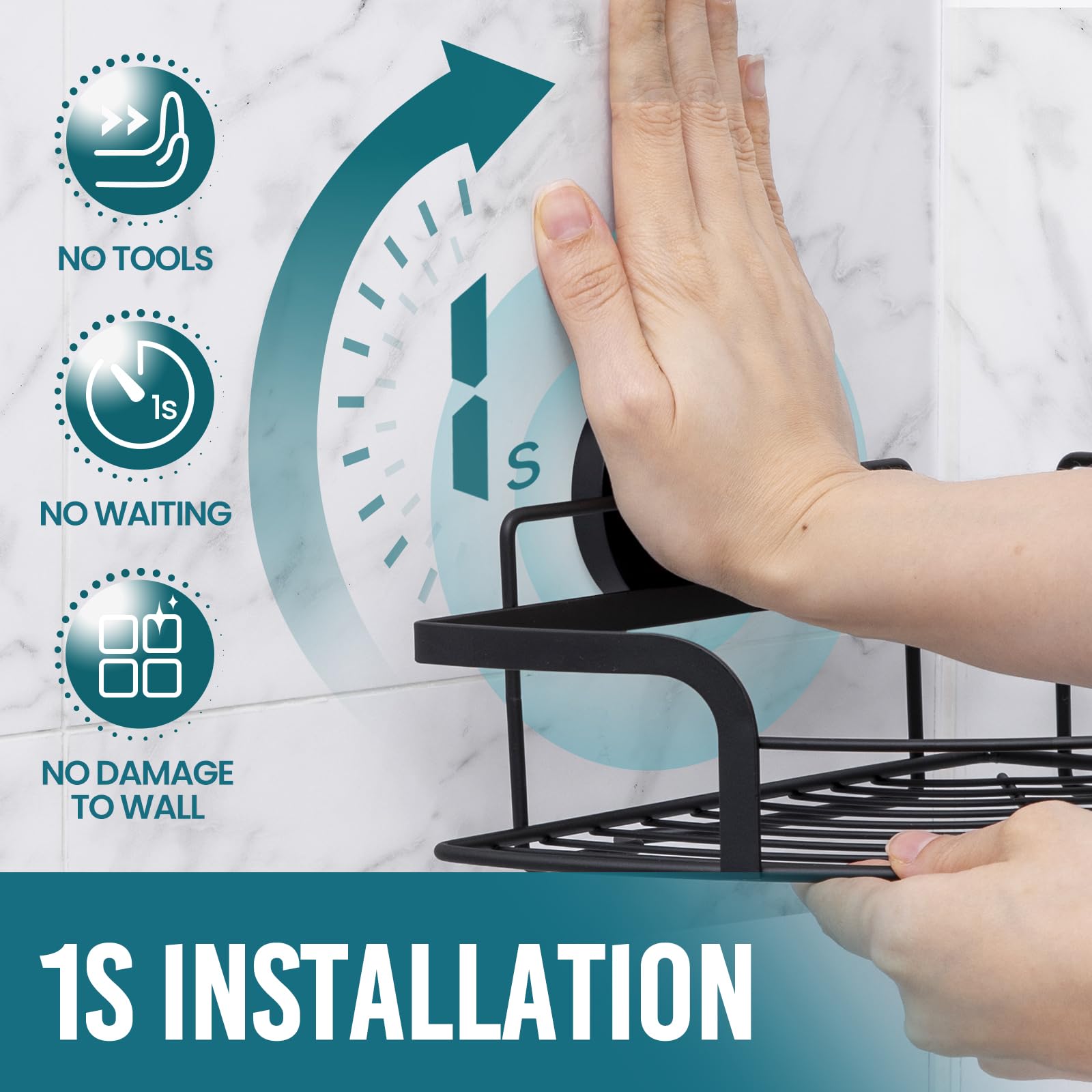 TAILI TraceSeries Suction Corner Shower Caddy