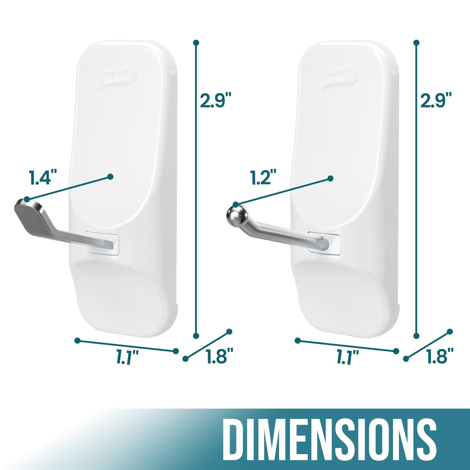 AILI Adhesive Hooks for Hanging, 6 Utility Hooks and 8 Pcs Adhesive Strips,Holds up to 3 lb,No Tools Damage-Free Stick on Bathroom or Kitchen for Hanging Decorations,Organization,Storage-White