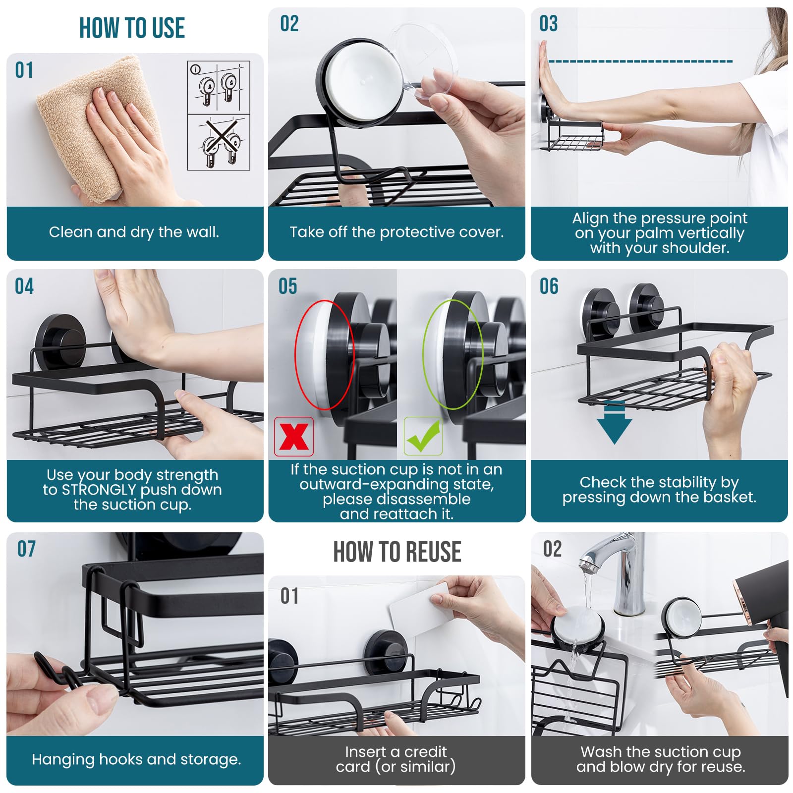TAILI Trace Series Suction Shower Caddy