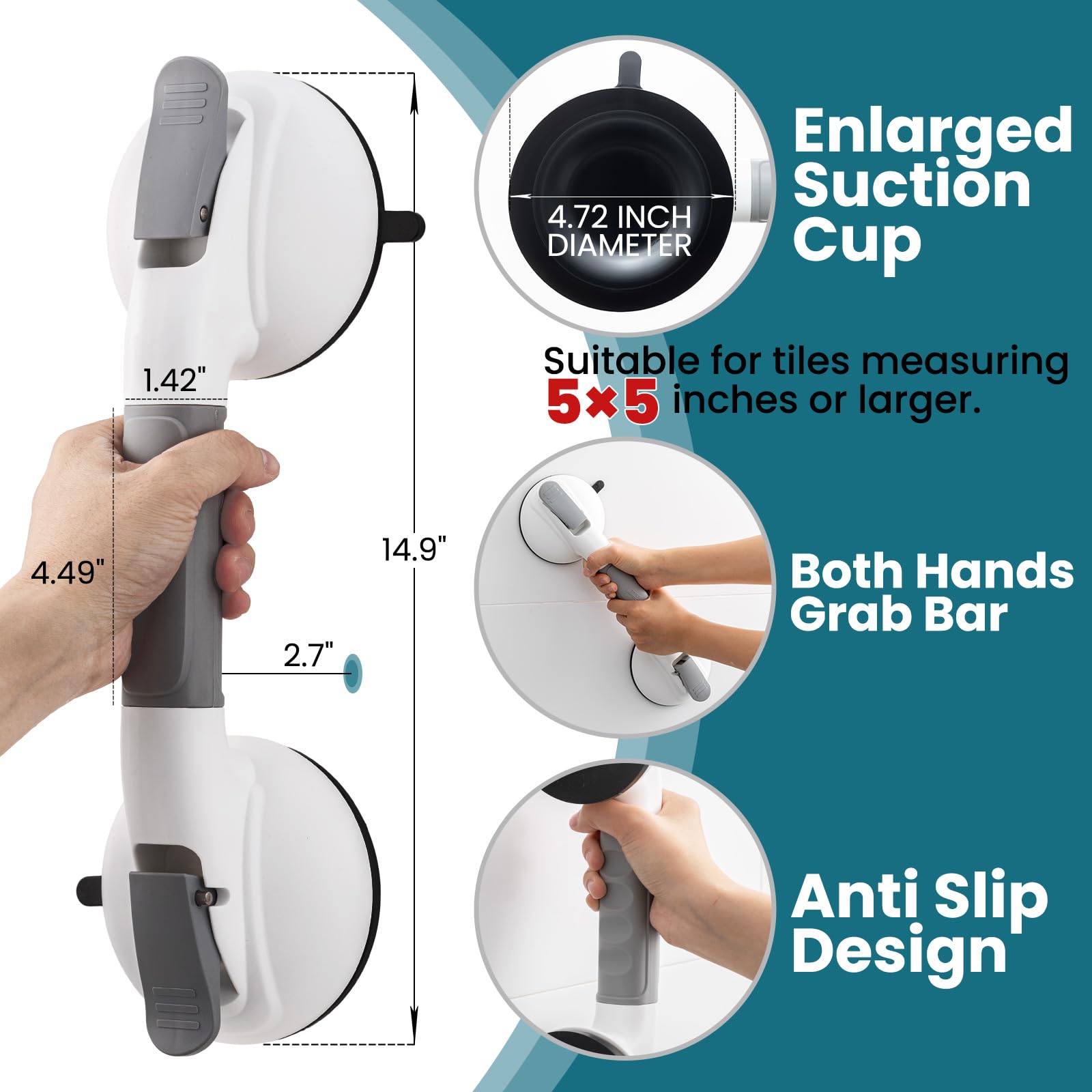 TAILI Lock Series Suction Shower Grab Bar – No-Drill Safety Support
