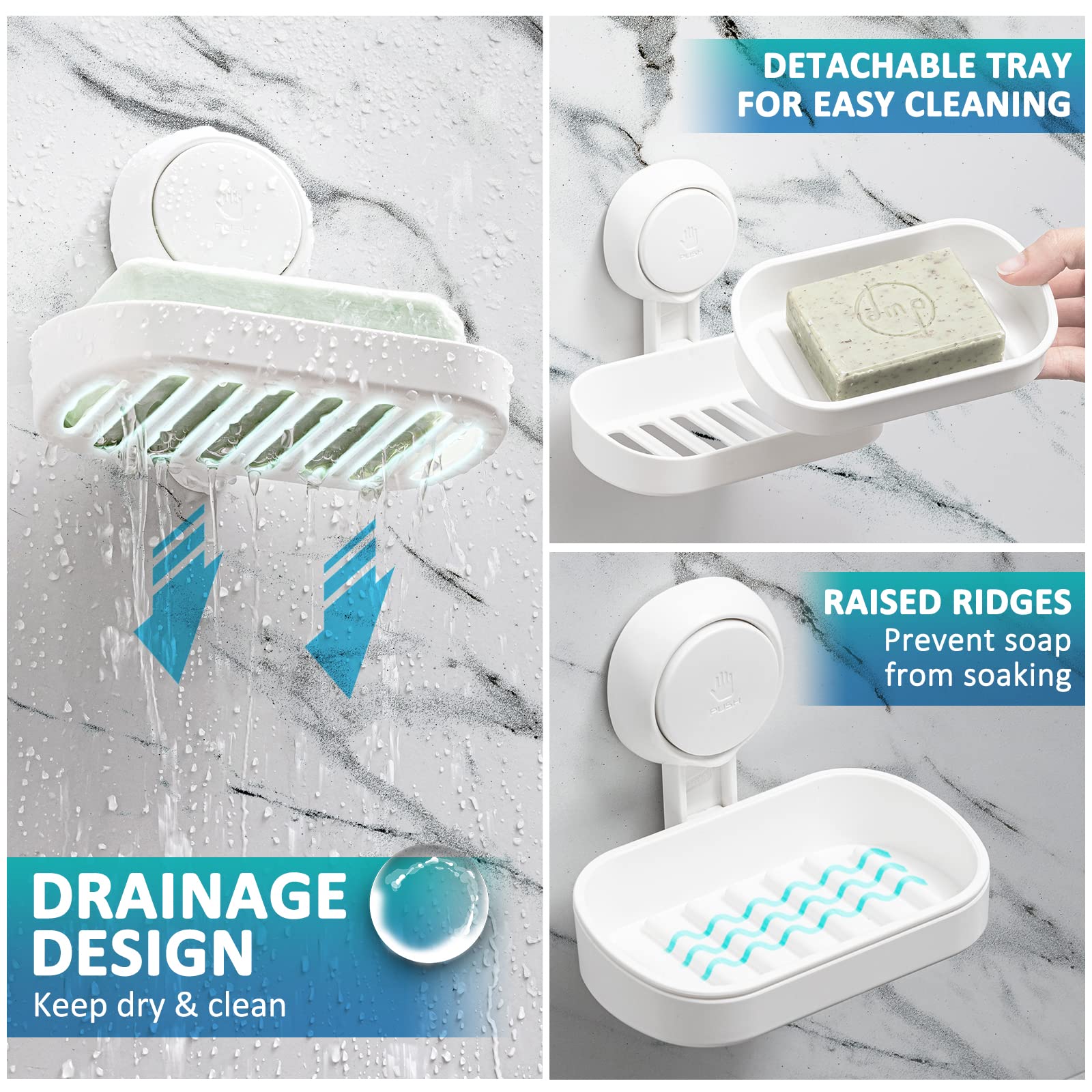 TAILI NICE Series Suction Soap Dish Holder – No-Drill Bathroom Organizer